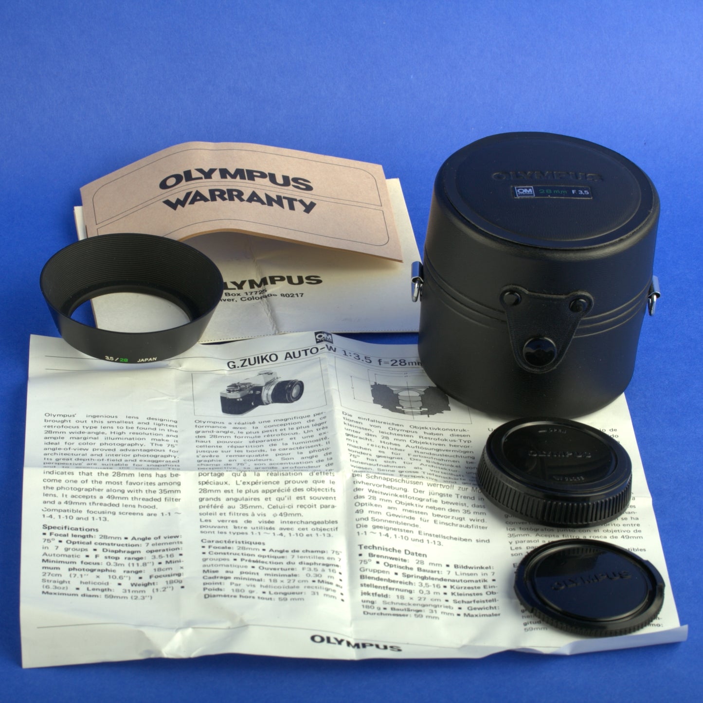 Olympus OM 28mm 3.5 Zuiko Lens Mint Condition