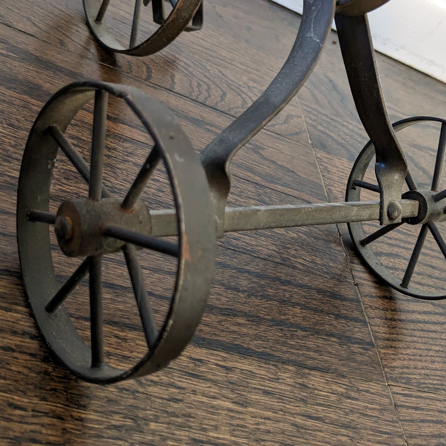 Vintage Metal Tricycle Bike with Wooden Seat 12"