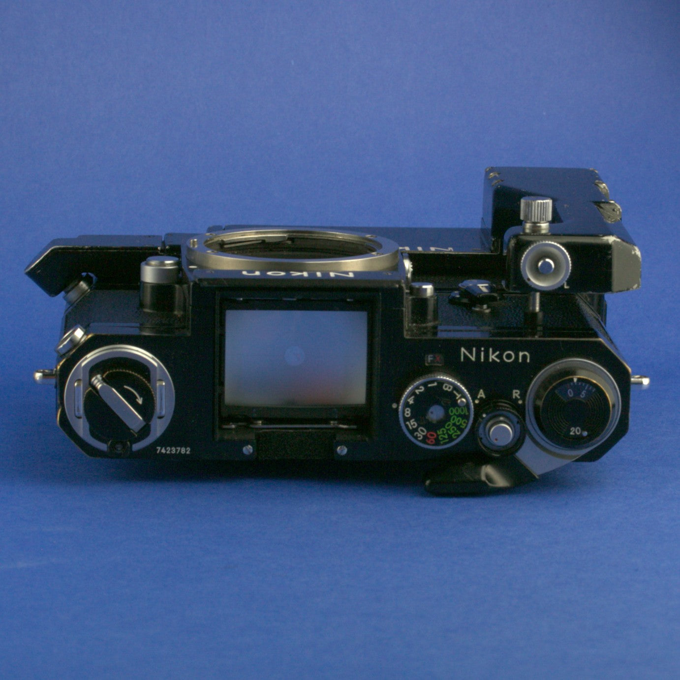 Black Nikon F Apollo Film Camera Body with F-36 Motor Drive and Battery Pack