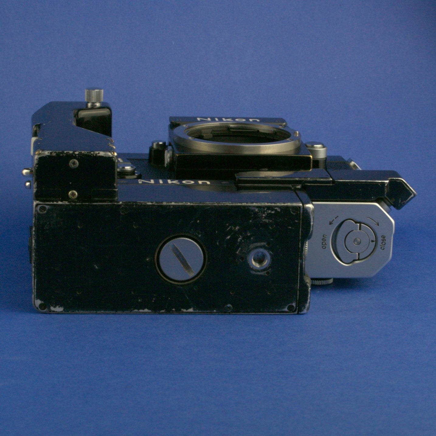 Black Nikon F Apollo Film Camera Body with F-36 Motor Drive and Battery Pack