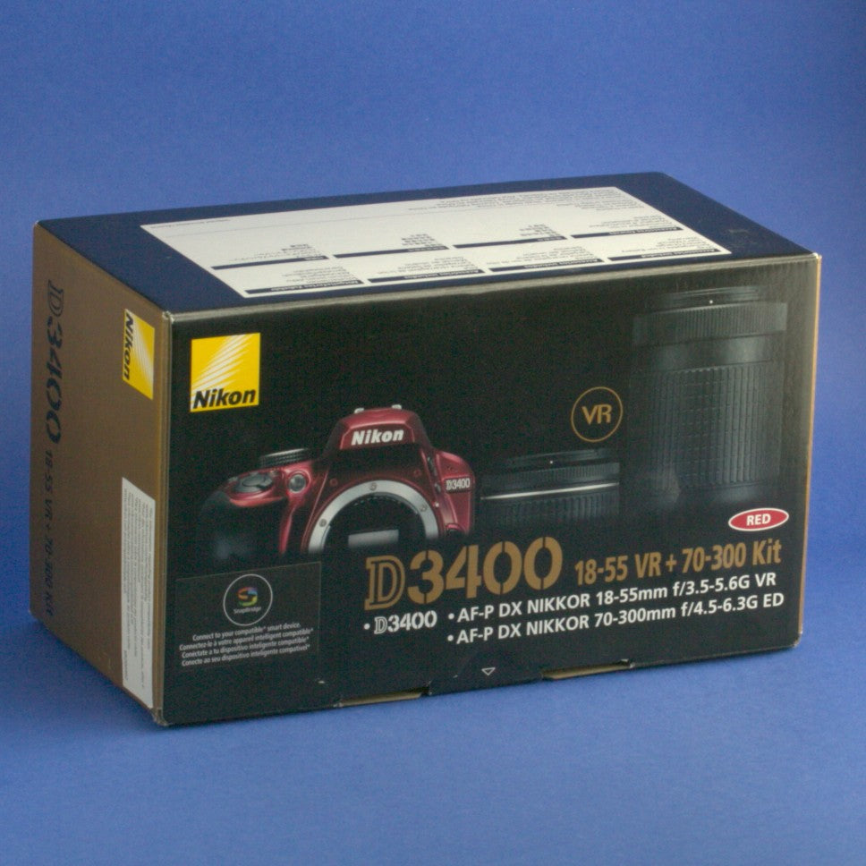 Red Nikon D3400 Digital Camera Body Only 4100 Actuations US Model