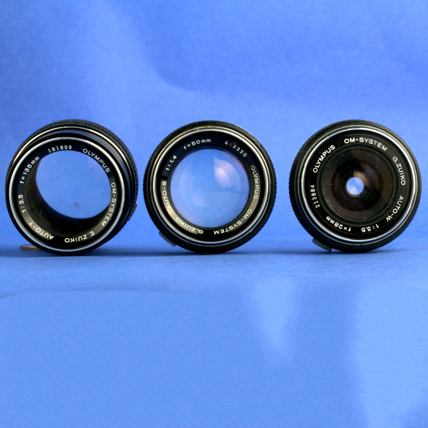 Olympus OM Lens Set 50mm 1.4 28mm 3.5  135mm 3.5 Poor Condition