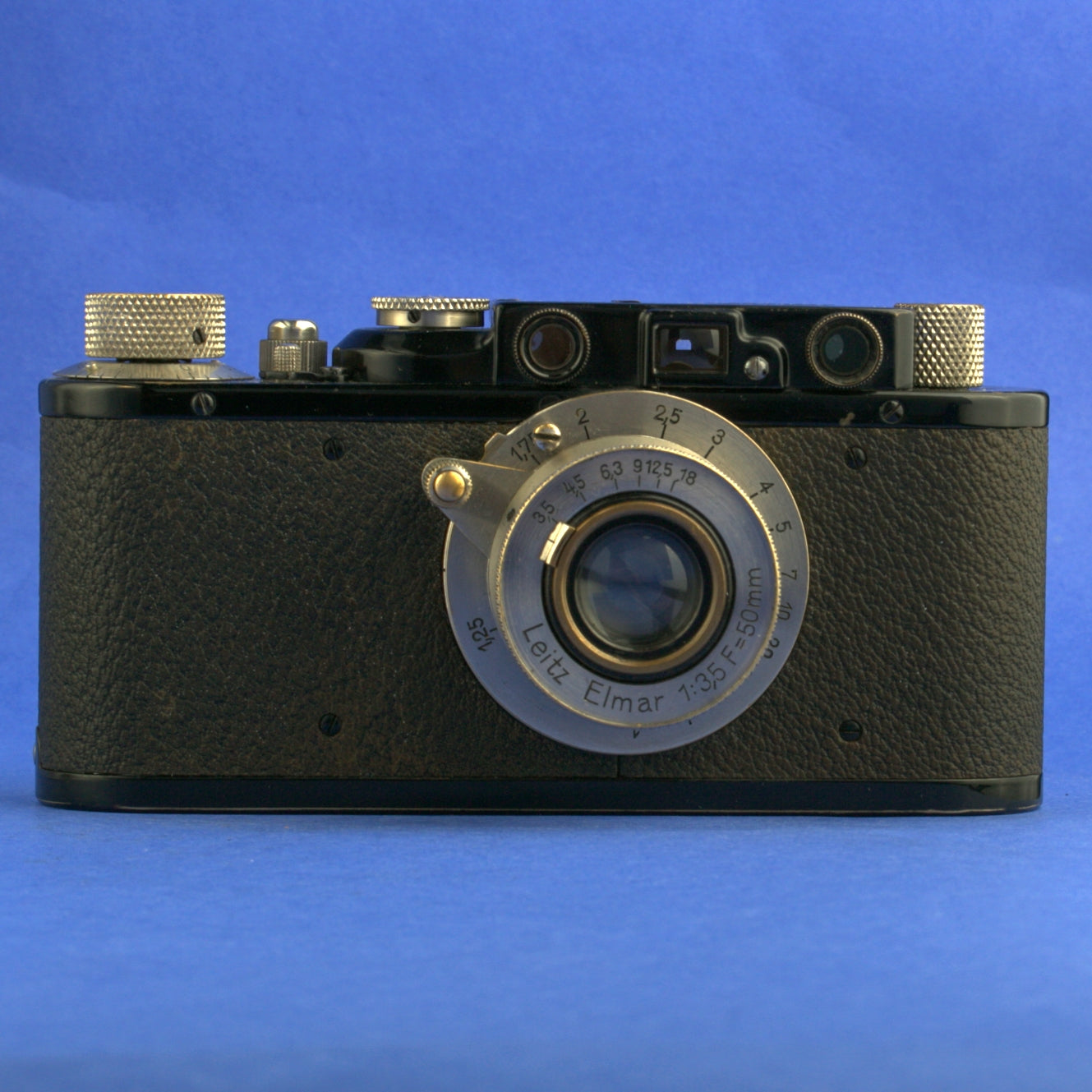 Black Nickel Leica II Film Camera with Nickel 11 o’clock Elmar 50mm 3.5 Lens