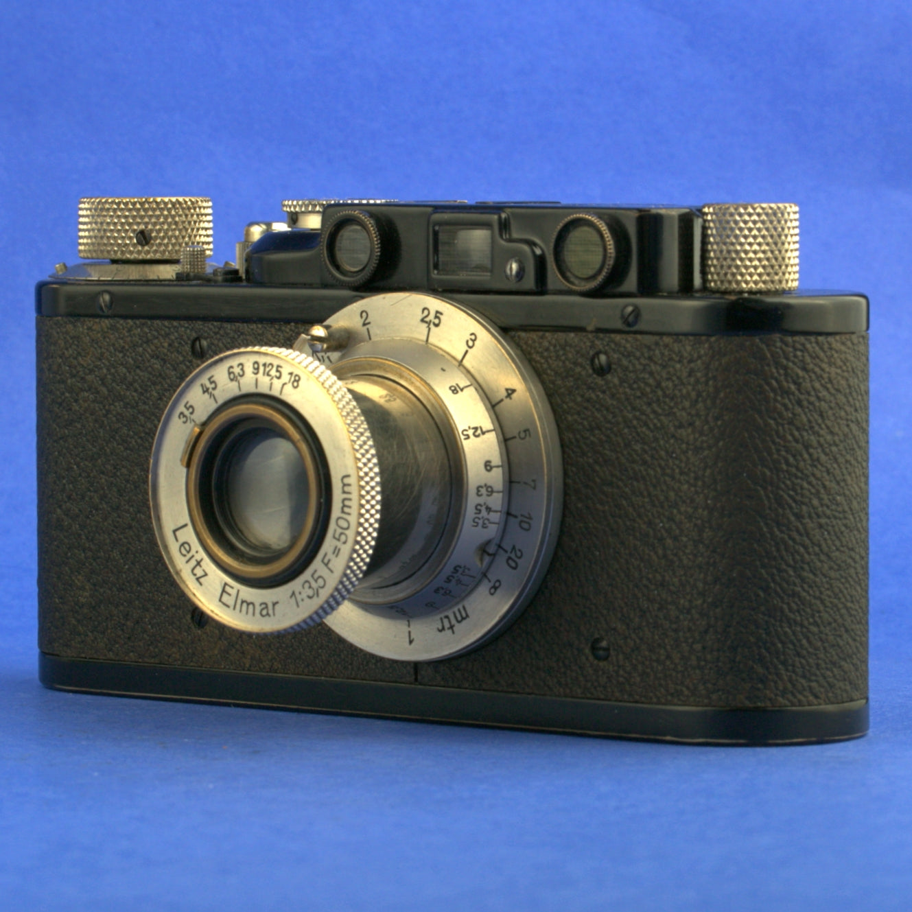 Black Nickel Leica II Film Camera with Nickel 11 o’clock Elmar 50mm 3.5 Lens