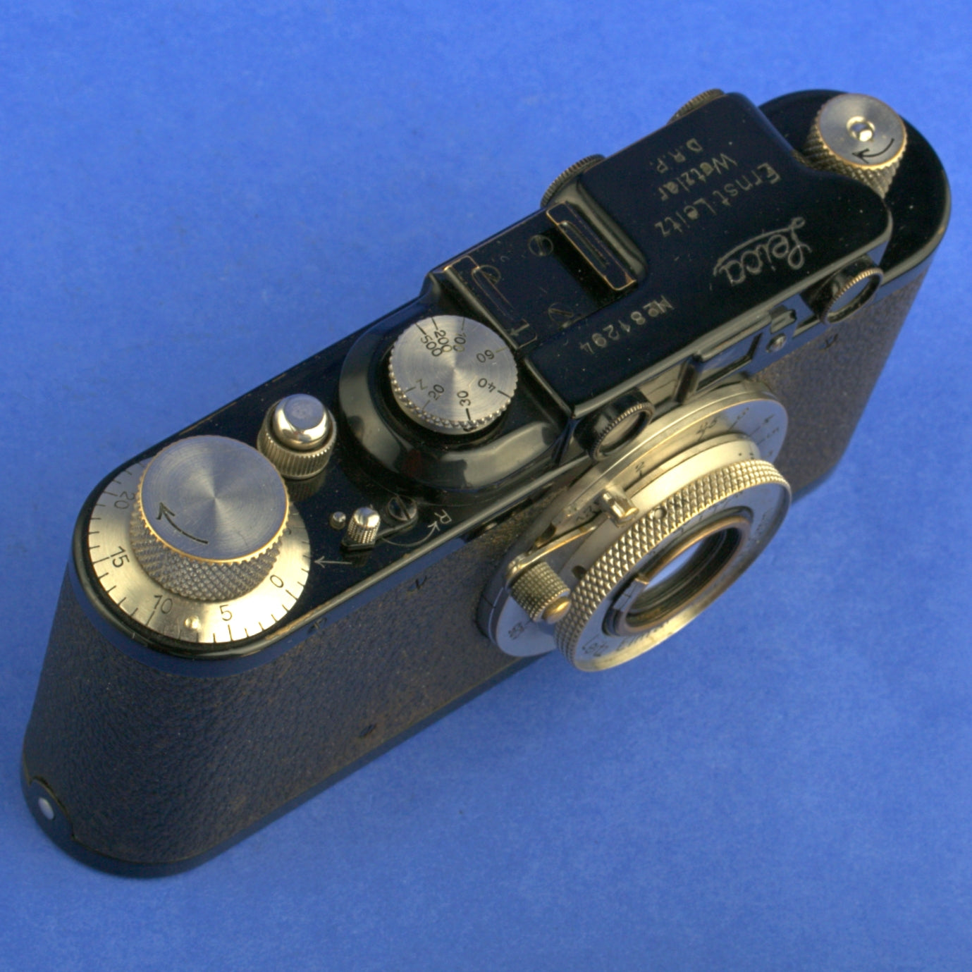 Black Nickel Leica II Film Camera with Nickel 11 o’clock Elmar 50mm 3.5 Lens