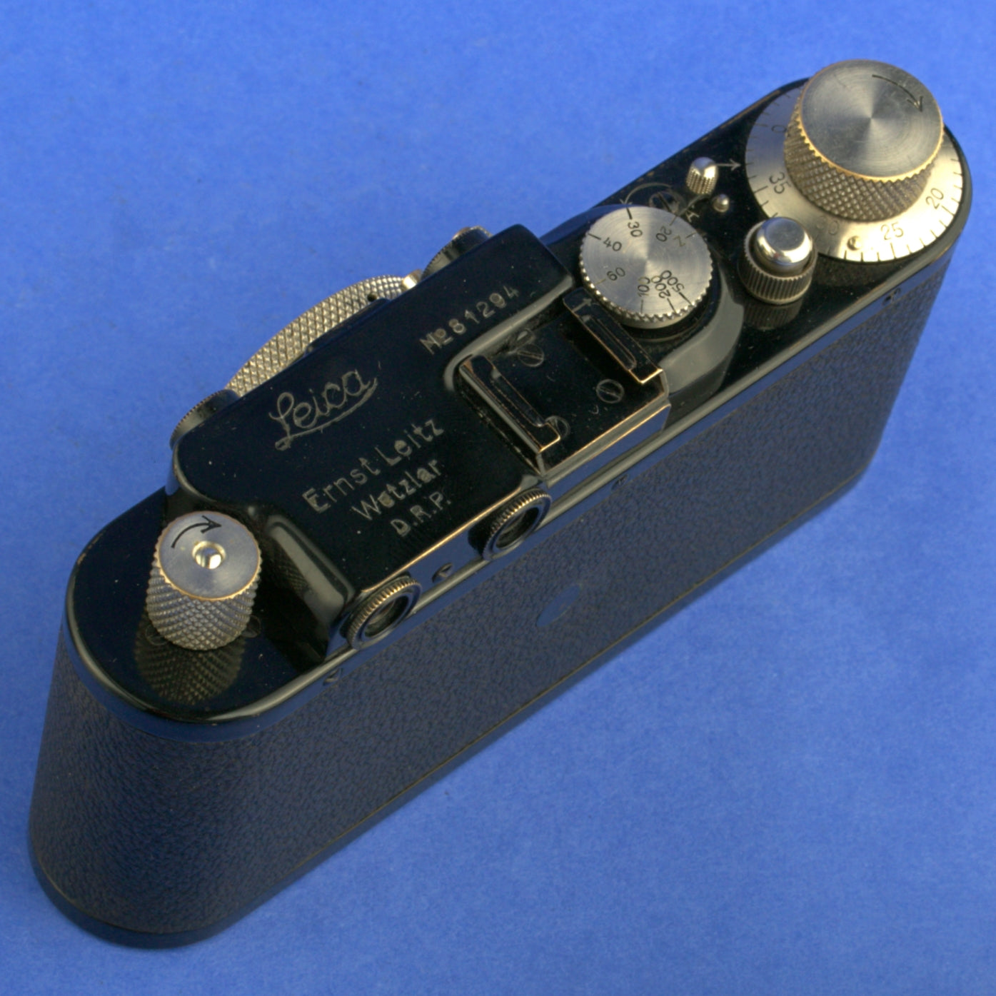 Black Nickel Leica II Film Camera with Nickel 11 o’clock Elmar 50mm 3.5 Lens