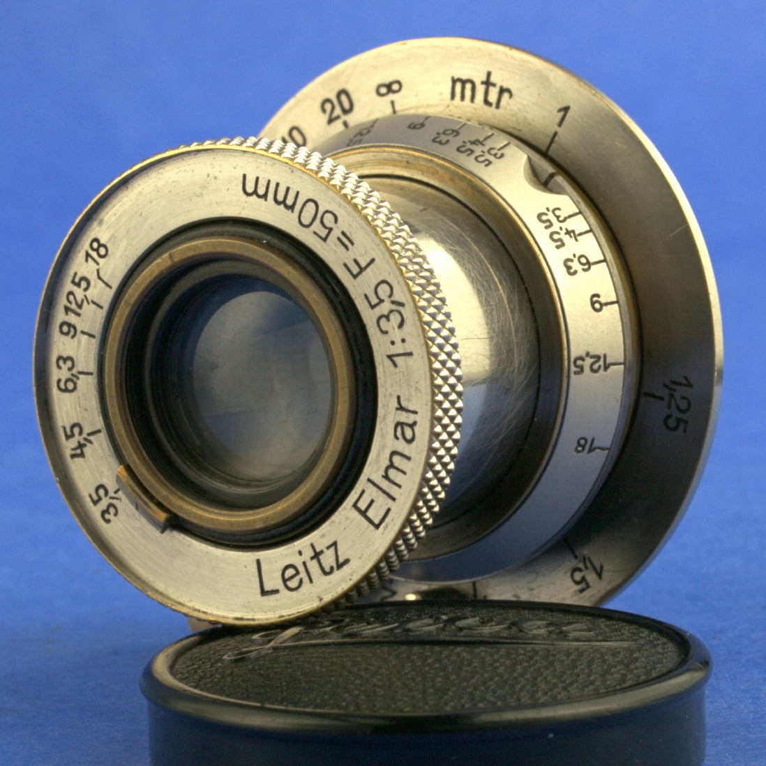 Black Nickel Leica II Film Camera with Nickel 11 o’clock Elmar 50mm 3.5 Lens