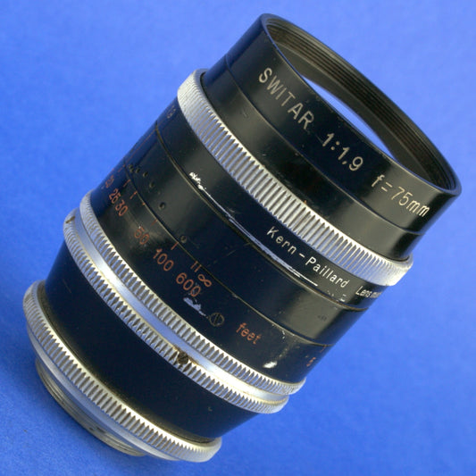 Kern-Paillard Switar 75mm 1.9 C Mount Lens