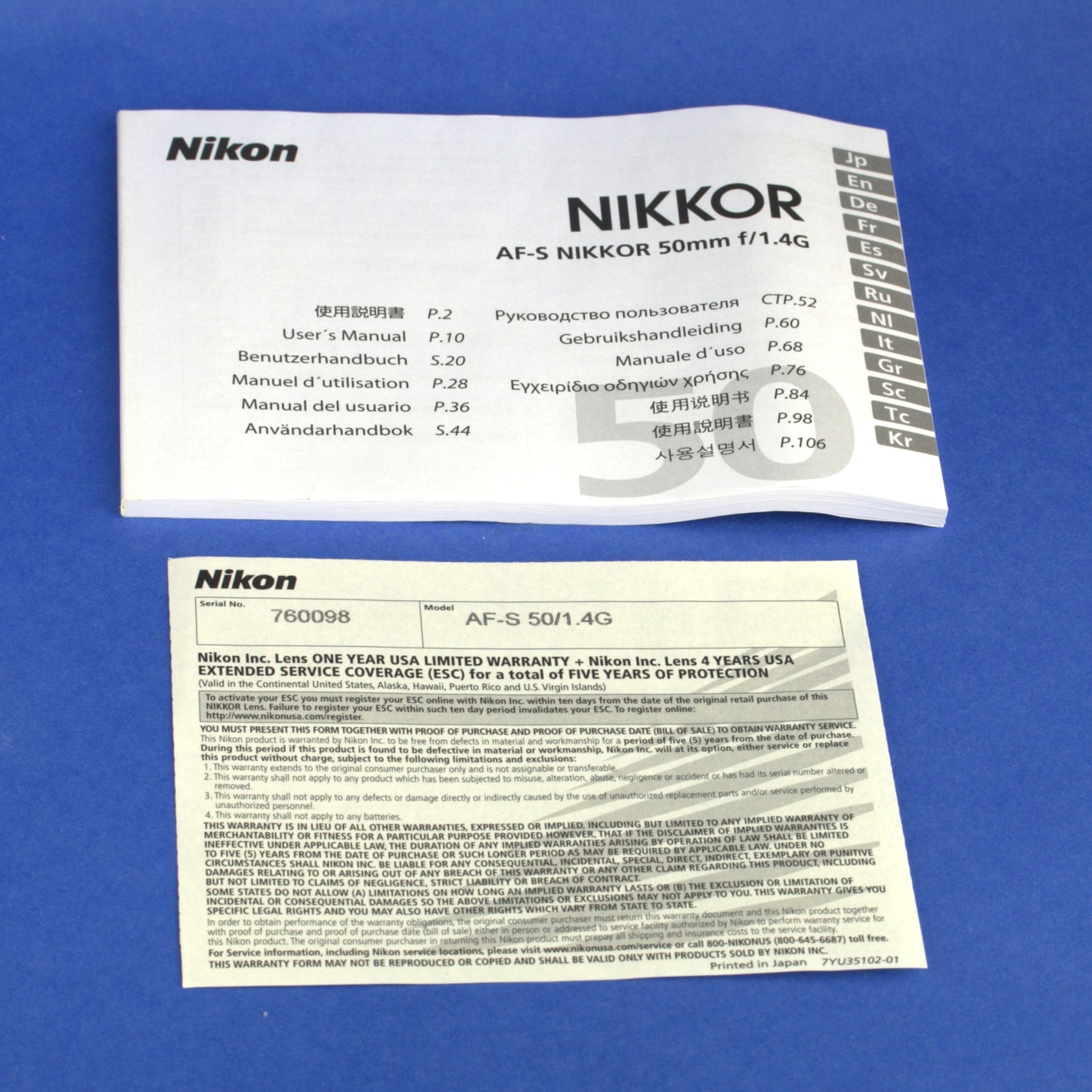 Nikon AF-S Nikkor 50mm 1.4 G Lens US Model Near Mint Condition