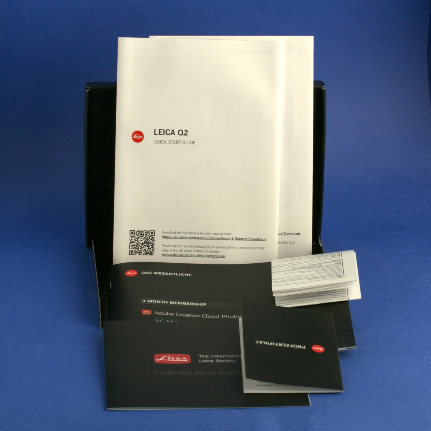 Empty Inside Box and User Manual for Leica Q2 Camera