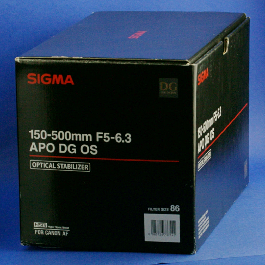 Sigma 150-500mm 5-6.3 APO DG OS Lens Canon EOS Mount Mint Condition