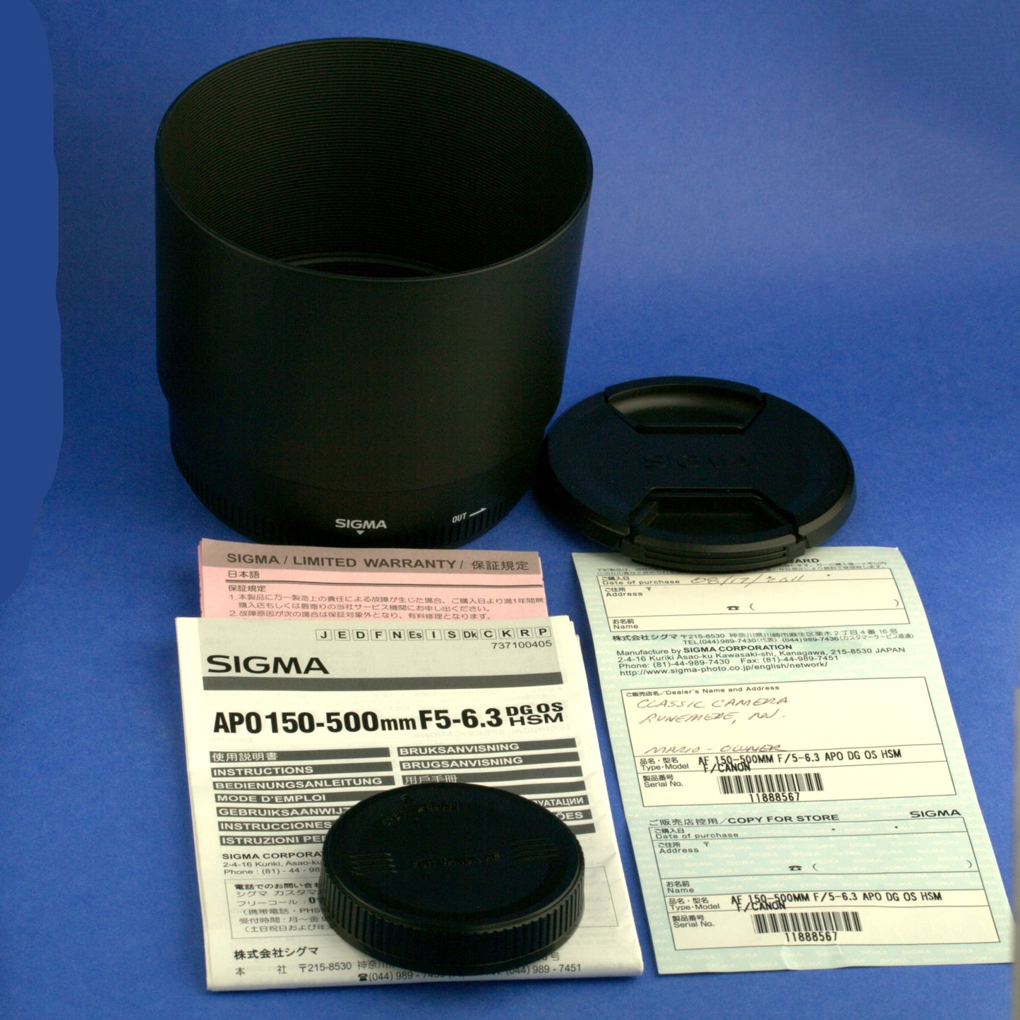 Sigma 150-500mm 5-6.3 APO DG OS Lens Canon EOS Mount Mint Condition