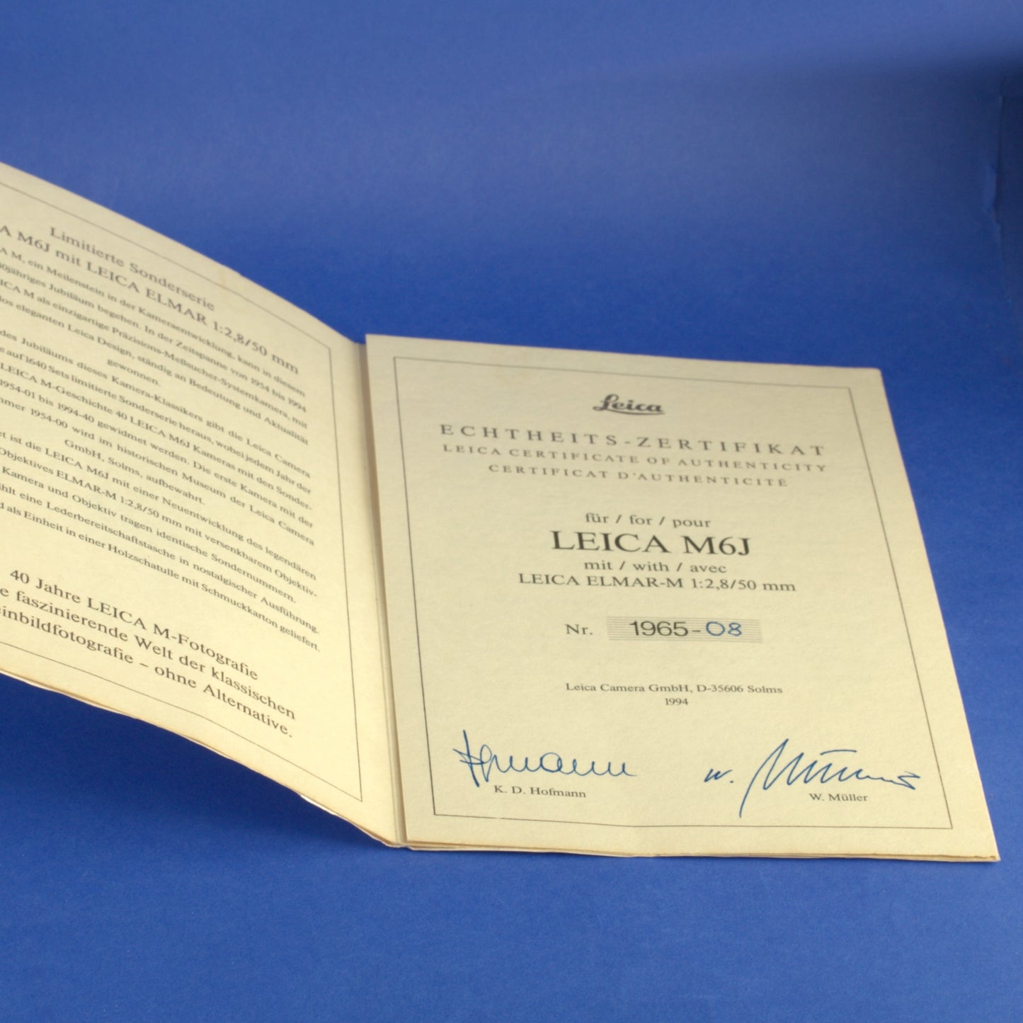 Leica M6J 40 Jahre Film Camera with Elmar 50mm 2.8 Lens 10440