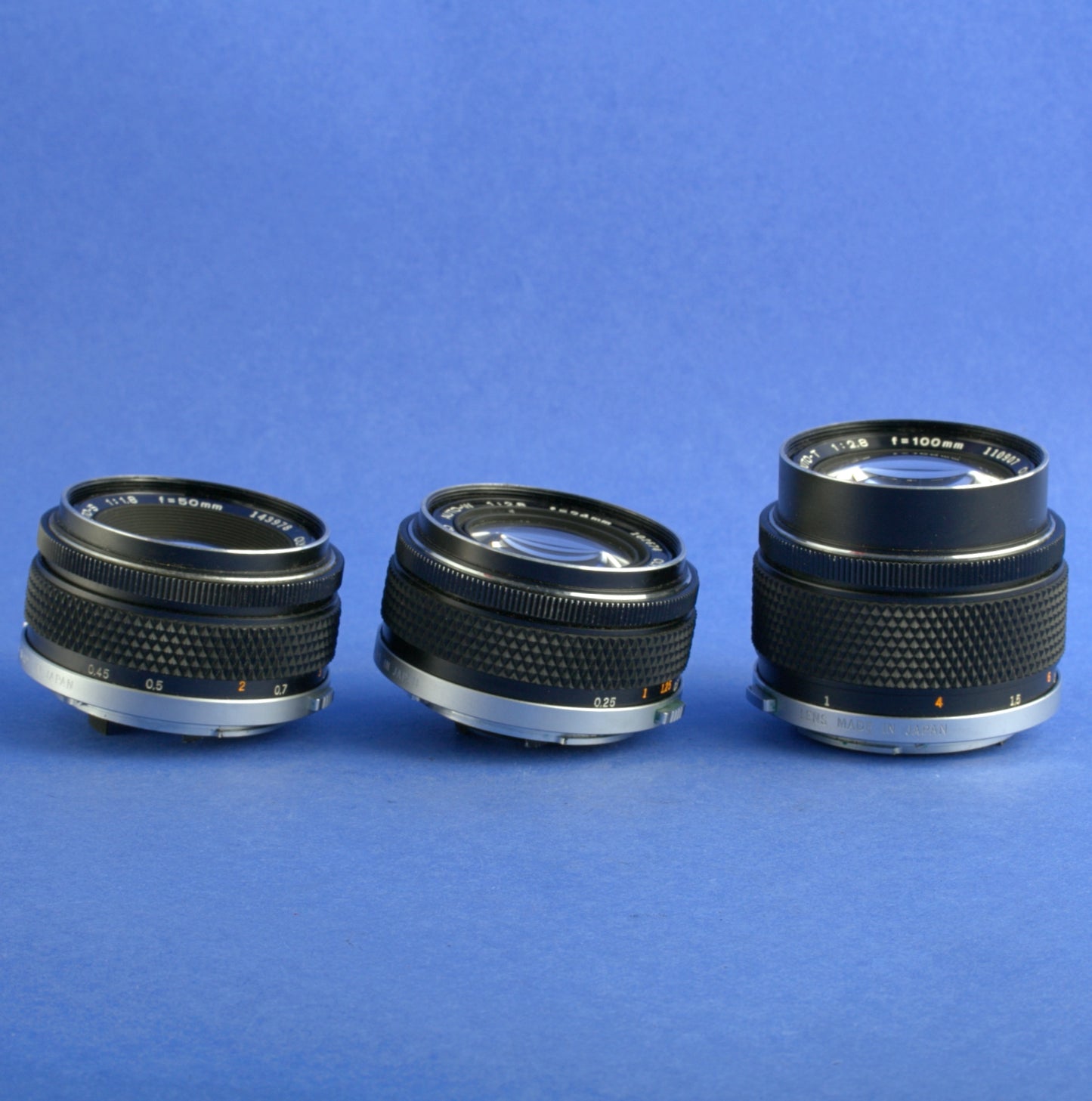 Olympus OM 24mm 2.8 100mm 2.8 50mm 1.8 Zuiko Lens Set Poor Condition