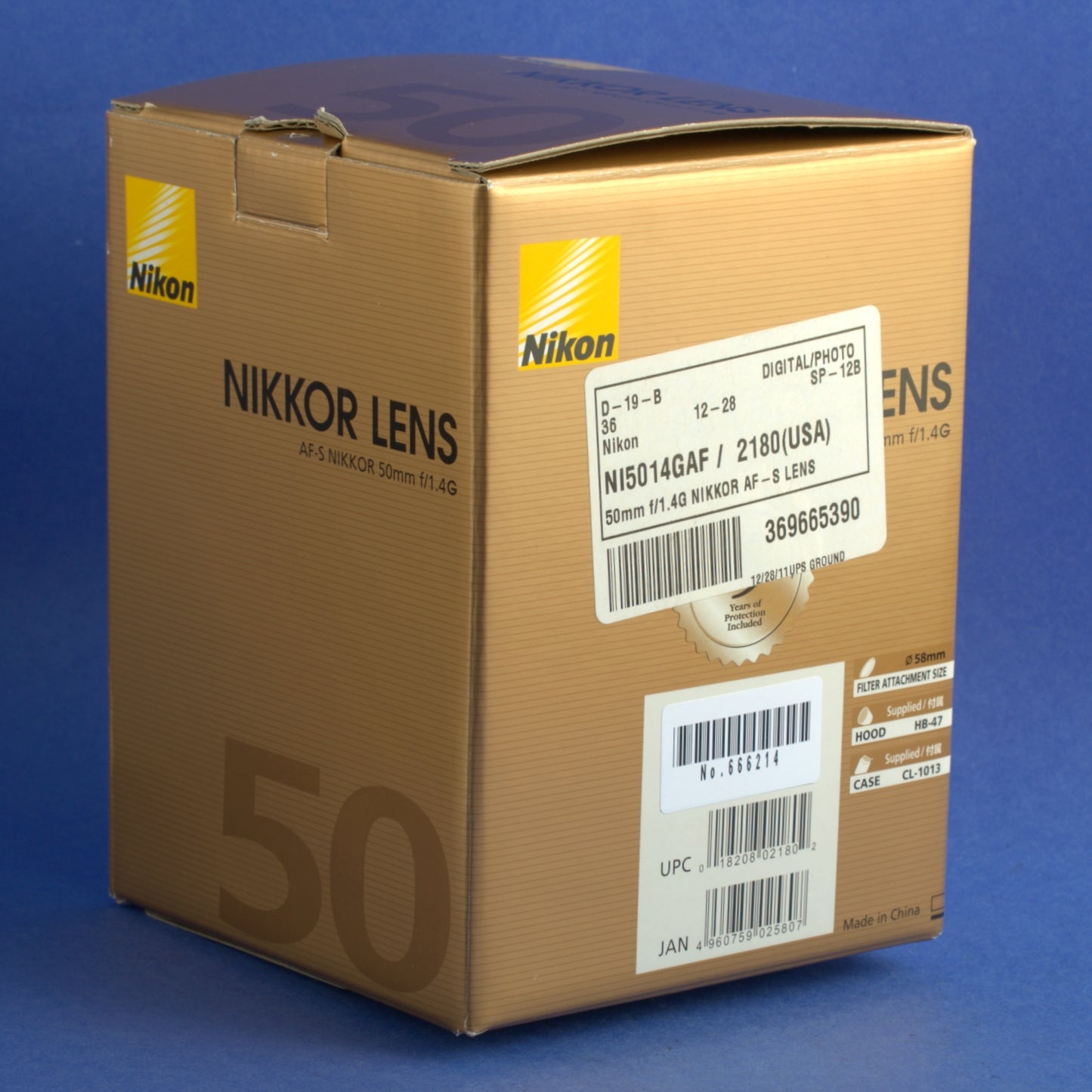 Nikon AF-S Nikkor 50mm 1.4 G Lens US Model