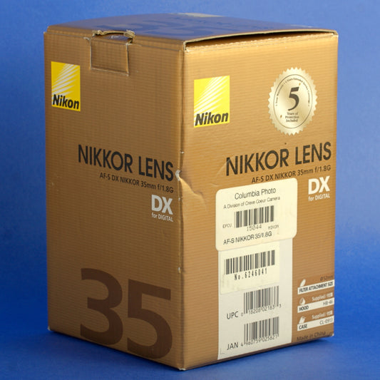 Nikon AF-S Nikkor 35mm 1.8 G DX Lens US Model Beautiful Condition