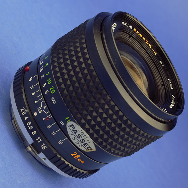 Minolta MC W.Rokkor-X SI 28mm 2.5 Thoriated Lens Beautiful Condition