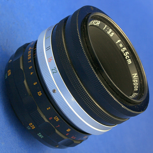 Rare Nikon Micro-Nikkor 5.5cm 3.5 Pat Pend Lens First Version Raised Filter