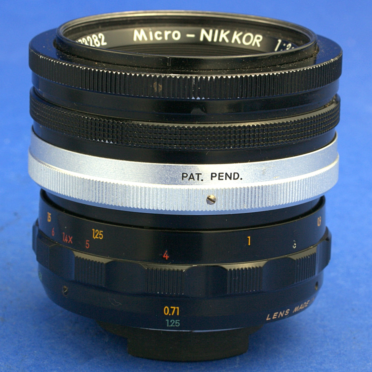 Rare Nikon Micro-Nikkor 5.5cm 3.5 Pat Pend Lens First Version Raised Filter