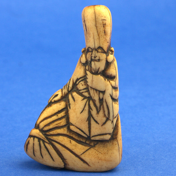 Netsuke Fine Quality Edo Period Carving of a Japanese God