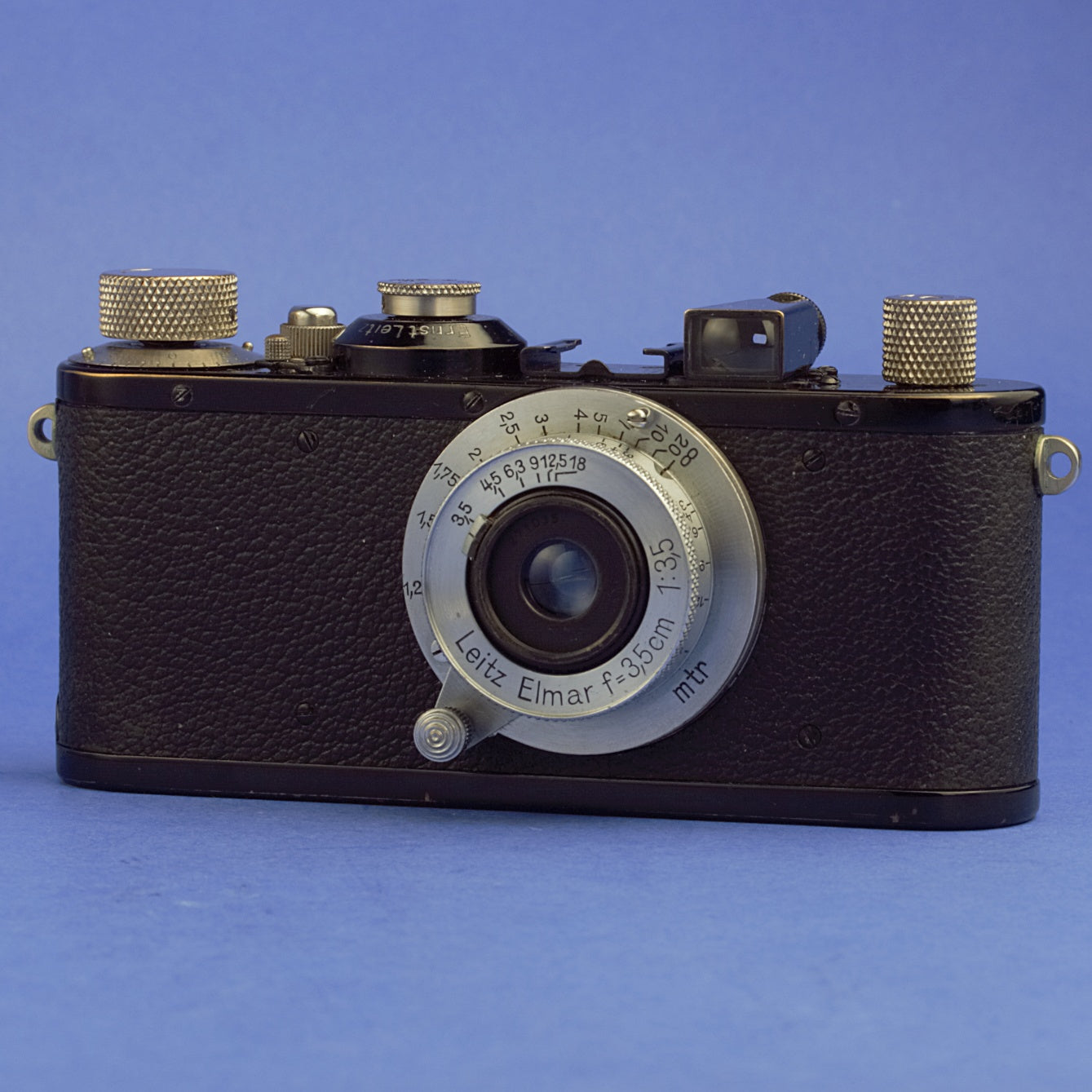 Black Nickel Leica I Standard Model E Strap Lugs Camera with Elmar 3.5cm Lens