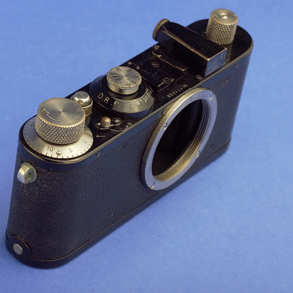 Black Nickel Leica I Standard Model E Strap Lugs Camera with Elmar 3.5cm Lens